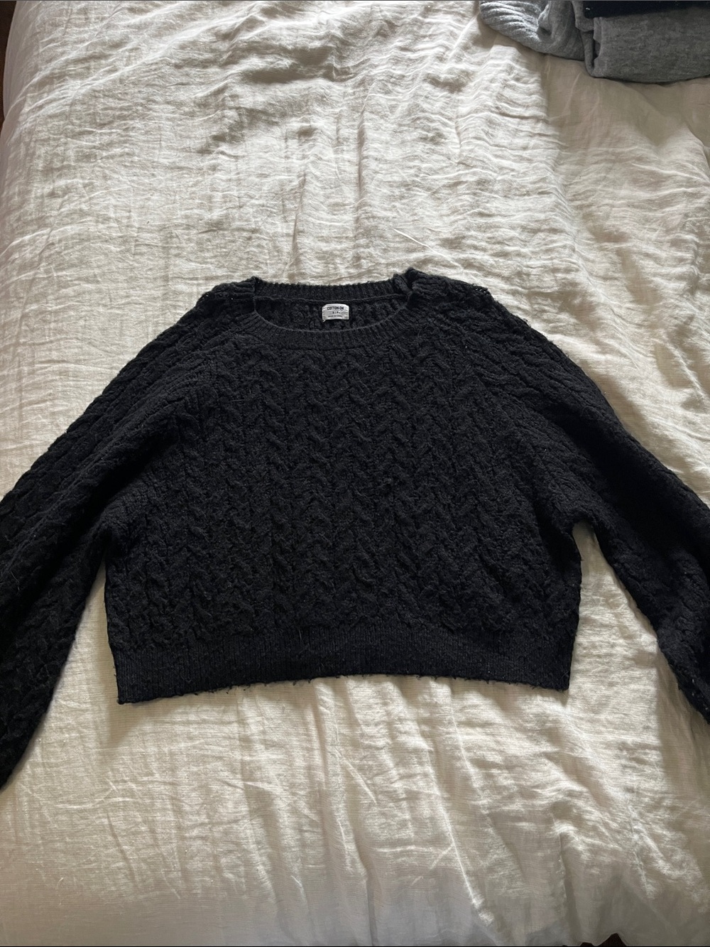 Cotton On Black Cable Crewneck Sweater